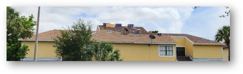 Condo townhome complex before roof replacement – Job 23-010