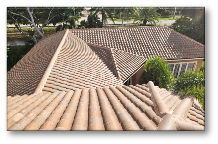 Completed clay tile roof with pool view – Job 24-162