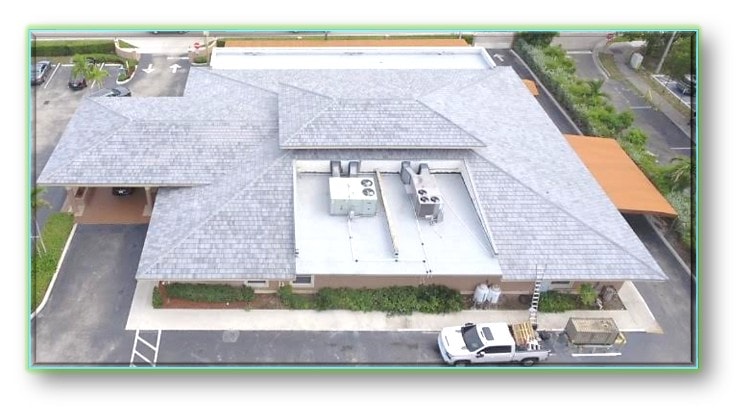 Aerial view of completed concrete tile roof – Job 25-127