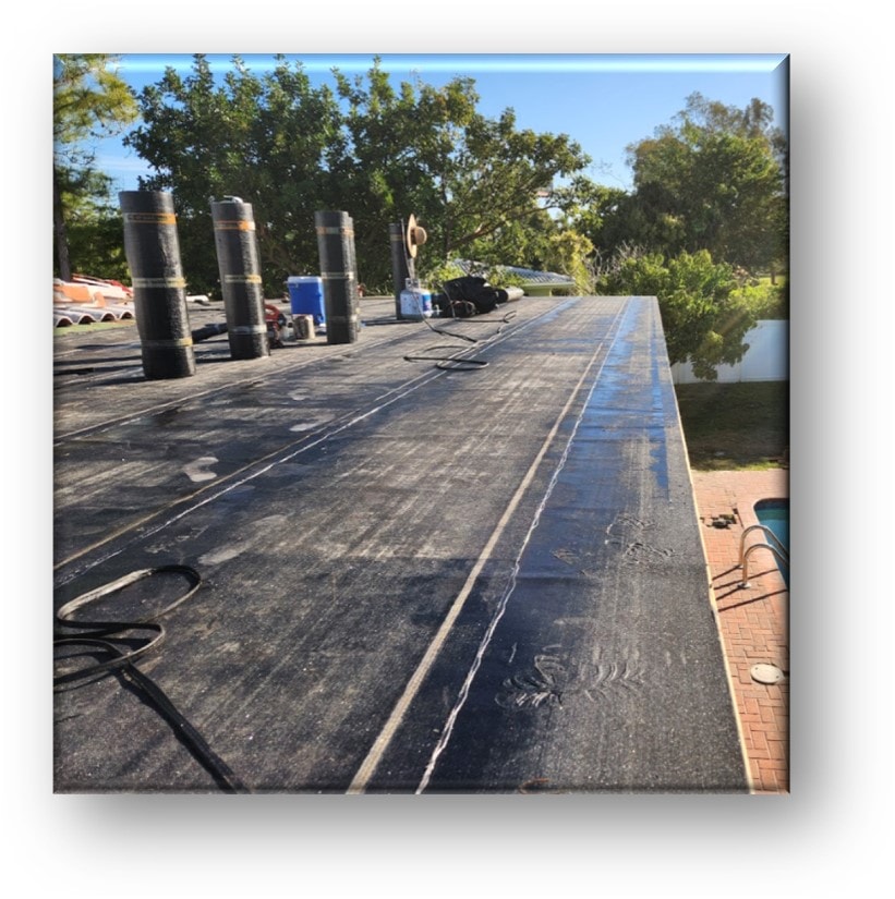 Completed flat roof with pool view – Job 25-014