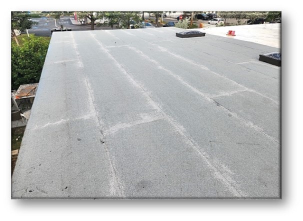 Completed commercial flat roof with skylights – Job 25-071